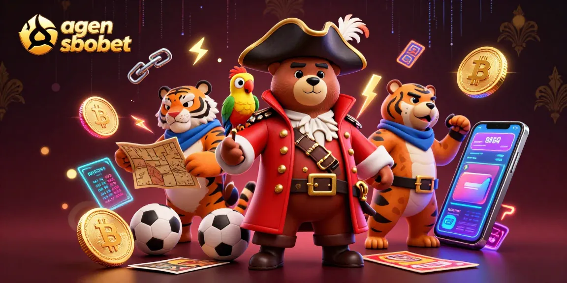 Experience thrilling sports betting with agen sbobet, featuring a pirate bear, a fierce tiger, and treasure awaits!