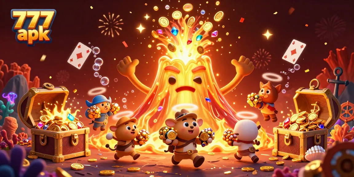 Engage with the 777 apk and experience thrilling slots amidst bursts of treasure and vibrant casino elements.
