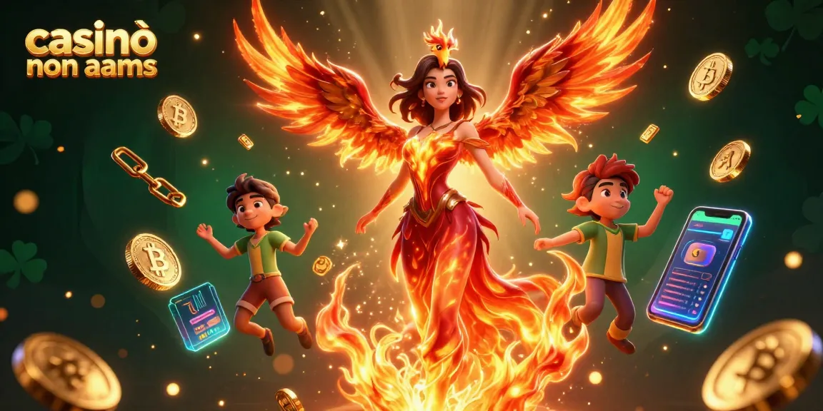 Vivi l'emozione nei casinò non AAMS con un'illustrazione dinamica di un'avventura al casinò a tema infuocato.