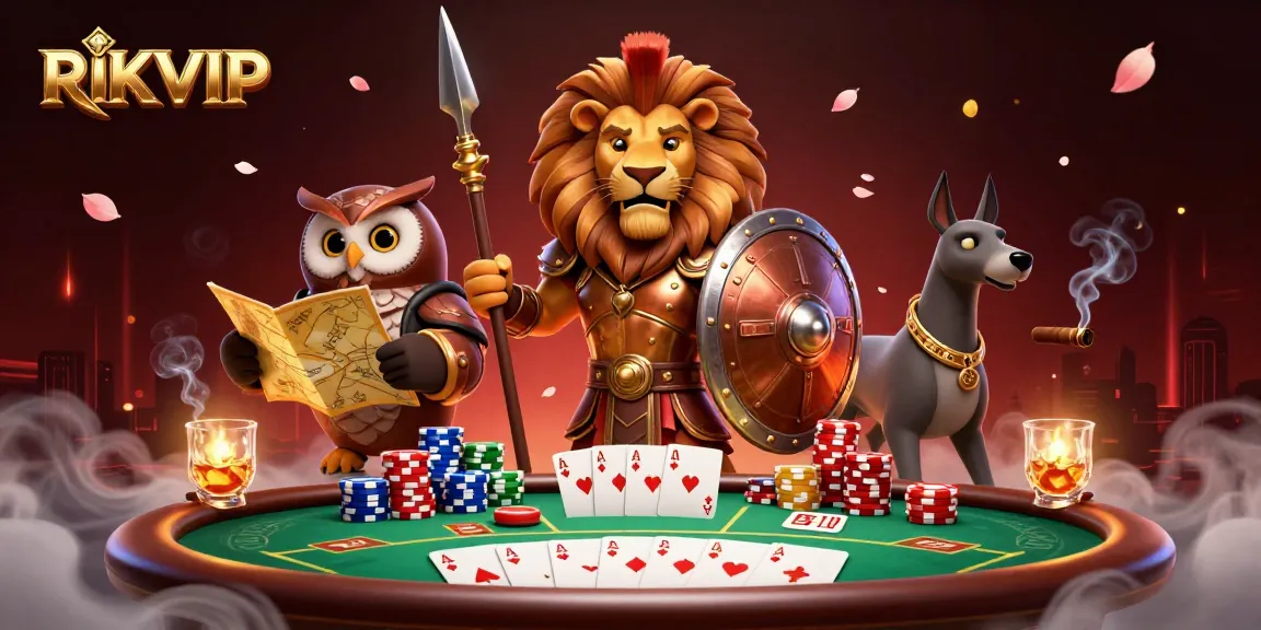 Experience thrilling gameplay at RIKVIP with vibrant poker elements and dynamic characters lively in action.