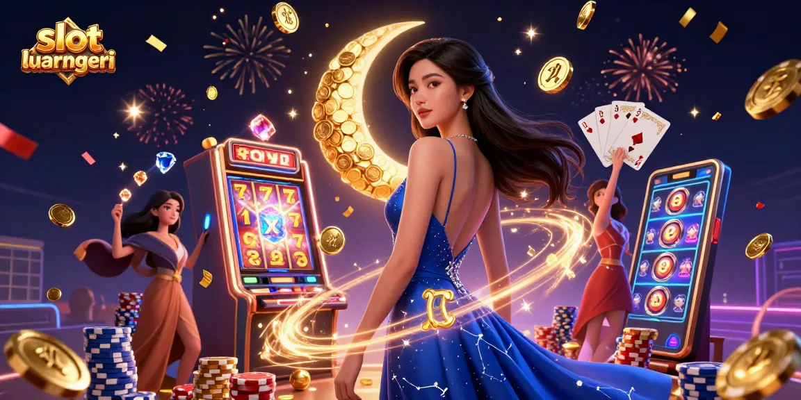 Experience the excitement of slot luar negeri with vibrant gaming elements and an elegant Asian character.