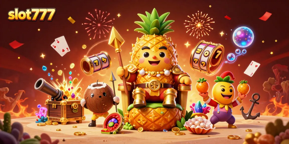 Experience winning thrills at slot777 with colorful slot reels and lively casino characters in an epic scene.
