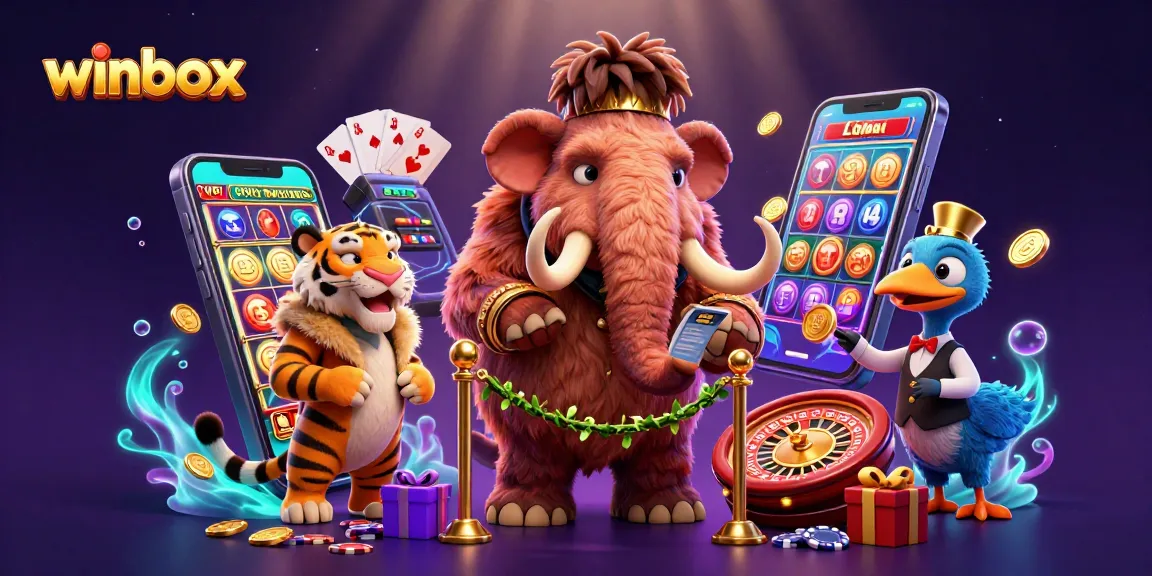 Experience the thrilling world of winbox with our vibrant casino illustration featuring unique characters and games.