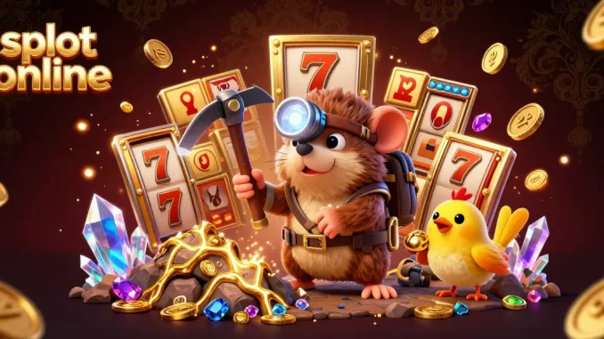 Experience thrilling slot online gameplay with a treasure hunter mole in a dynamic casino scene
