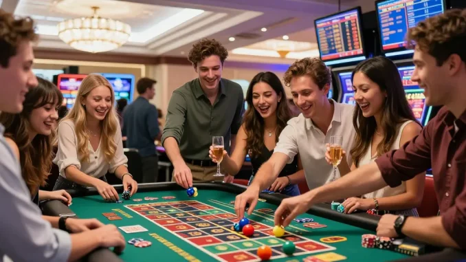 Diskusi orang-orang tentang angka untung dan strategi togel di meja permainan yang ramai.