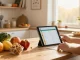 Health-conscious individual logging details in the best food tracker while preparing a nutritious meal.